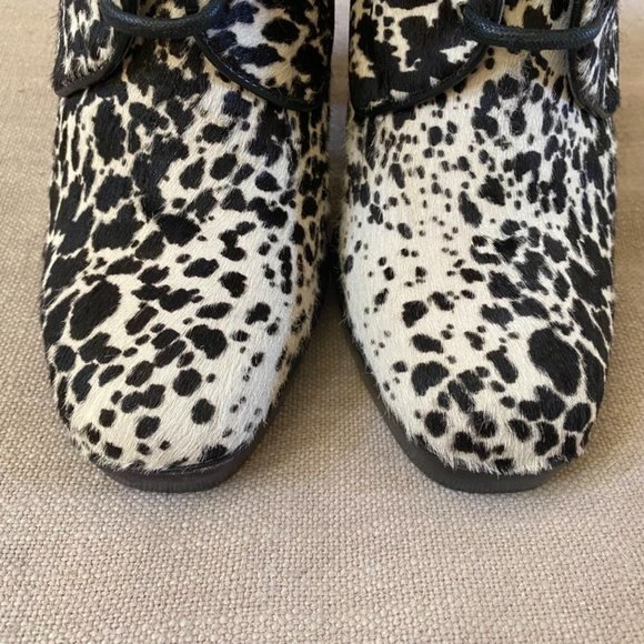 Reed Krakoff Lace Up Calf Hair Pony Style Ankle Boot Black White Size EU 39.5 - Picture 6 of 15